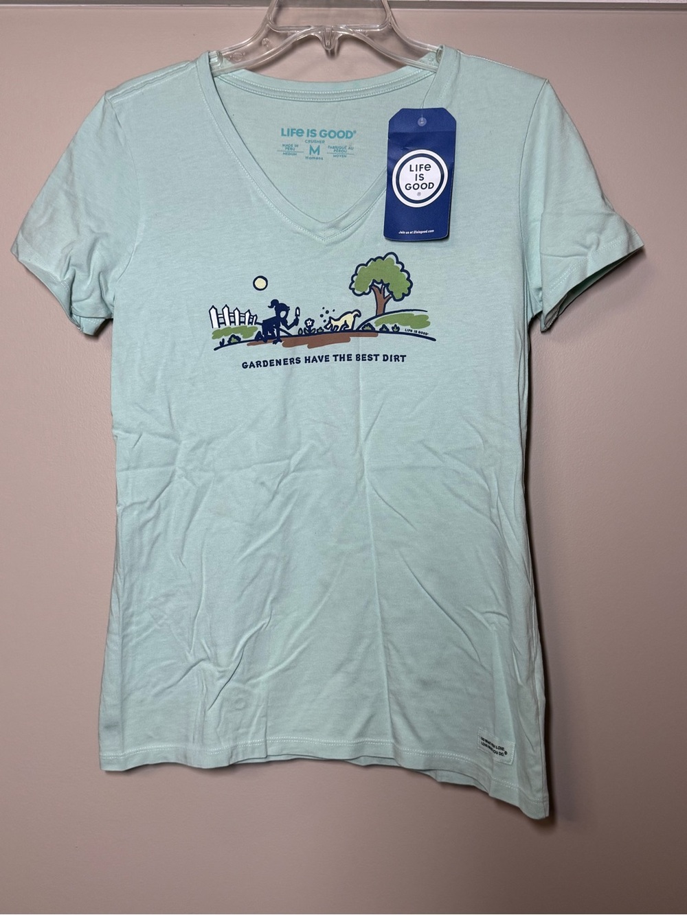Life Is Good Mint Green Tee with Brand Story Tag